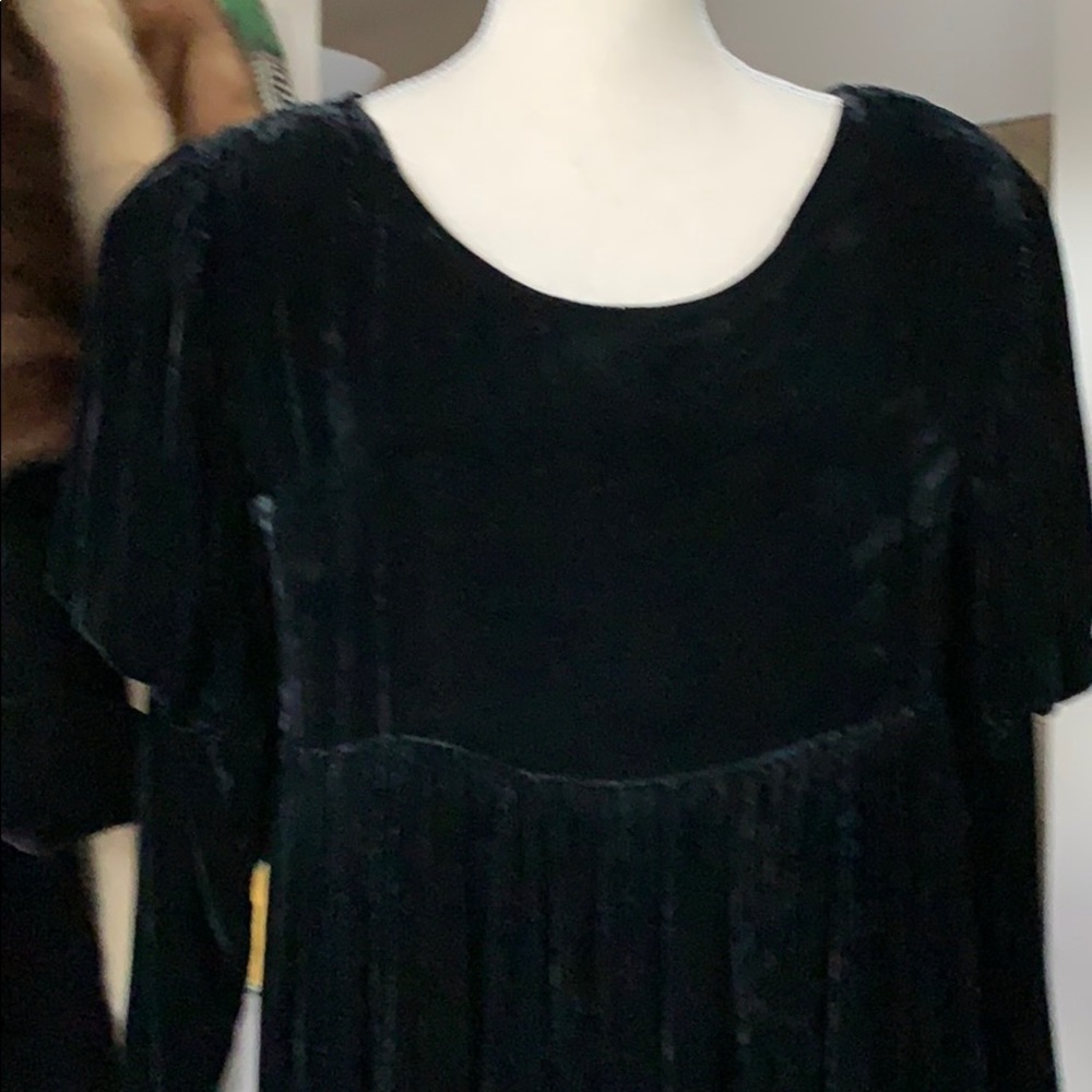 Full length black velvet dress